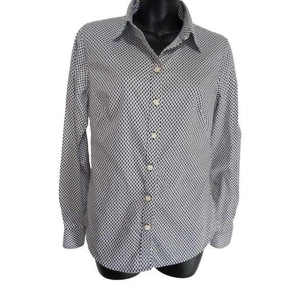 Banana Republic Women's Non Iron Shirt Business Collared Long Sleeve Geomatric 6 - Picture 5 of 9